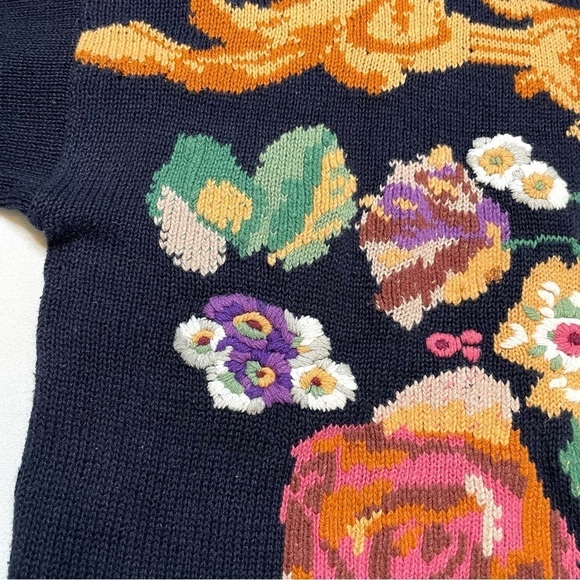 VTG Grandma embroidered floral cottagecore sweater XL - XXL - Picture 5 of 11